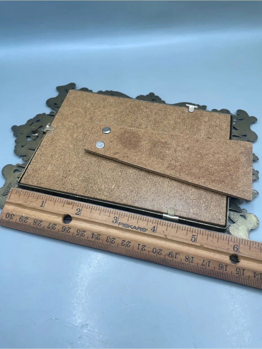 Vintage Victorian Bronze Tone Metal Made In Italy Picture 5.5x4” Frame